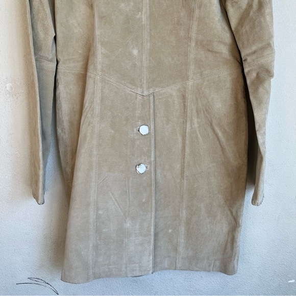 Margaret Godfrey Tan Beige Suede Leather Coat Sz 8 Western Boho - Picture 11 of 16